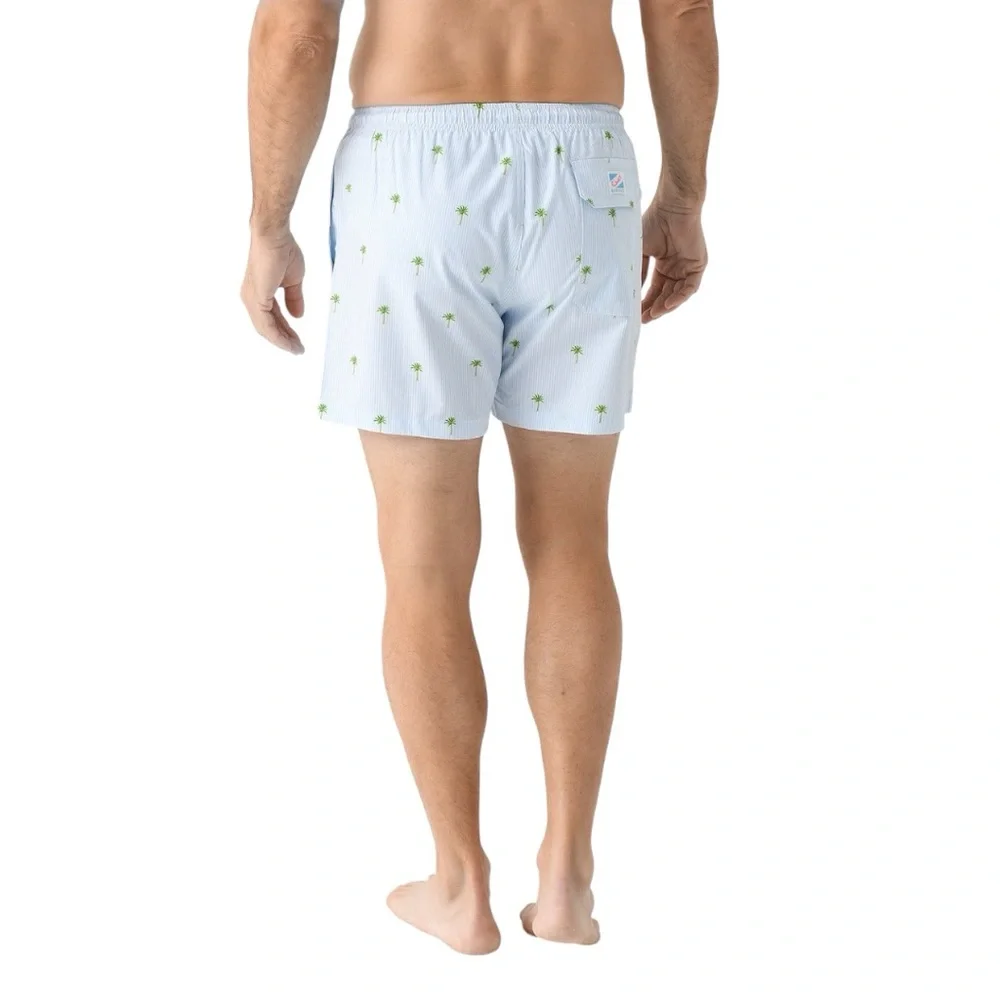 BERMIES MEN'S PALM STRIPES SWIM TRUNK SIZE M EUC